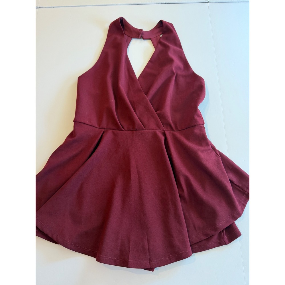 Purple Snow Burgundy Halter Neck Skort Romper Wine Red Size L